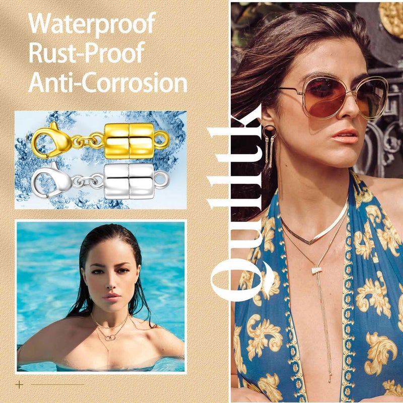 Qulltk Magnetic Necklace Clasp with Lobster Clasp 18K Gold and Silver Magnetic Jewelry Clasps for Necklaces Extender Bracelet Clasps and Closures - Image 5